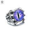 Gothic Dragon Claw Eagle Talon Ring Adjustable Open Band Evil Eye Blue Crystal Gothic Punk Jewelry for Men Women Unisex Vintage