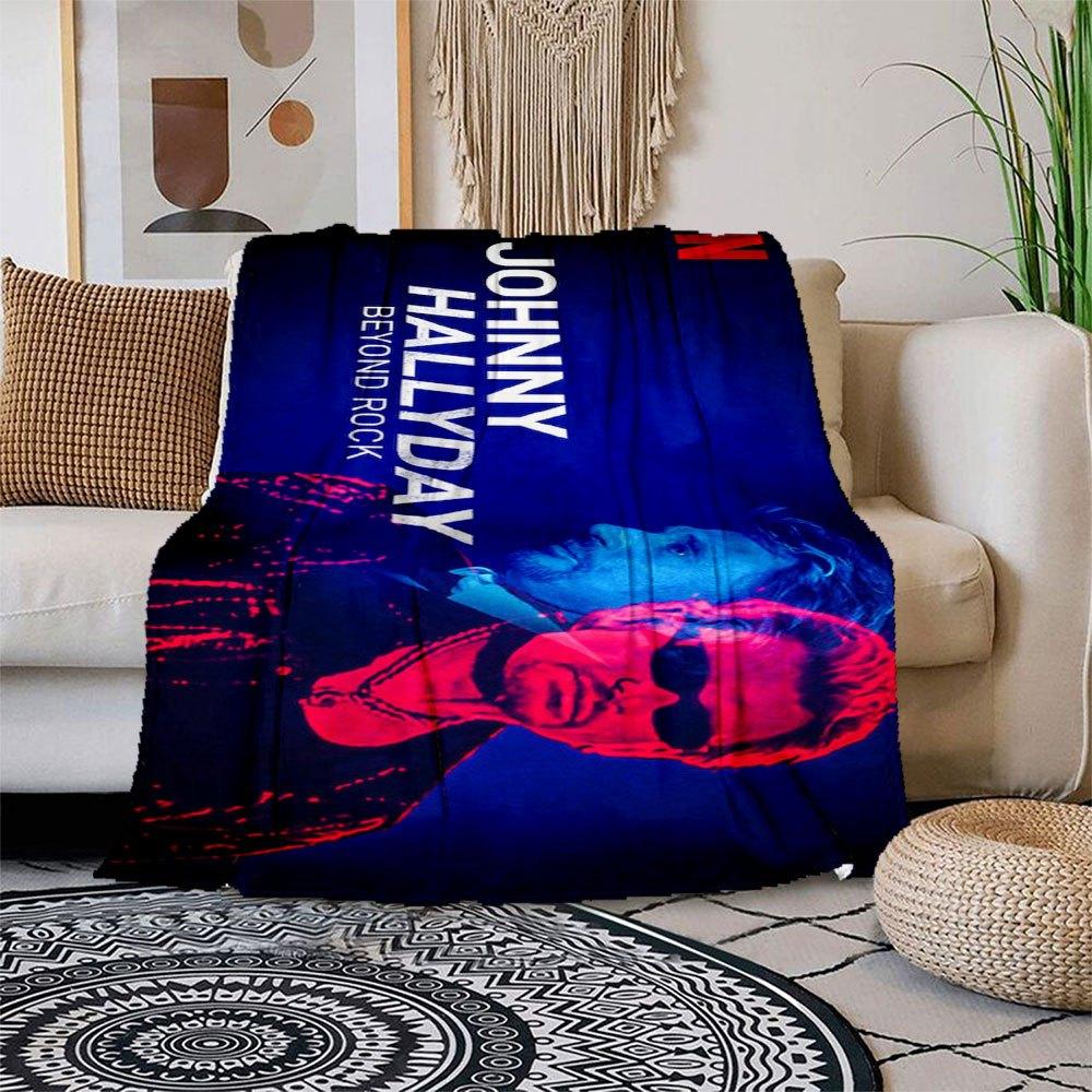 Johnny Hallyday Beyond Rock: Limited Edition PosterBlanket Flannel Throw Blanket for Sofa, Bed, Travel, Camping, Office, Couch, Chair, And B