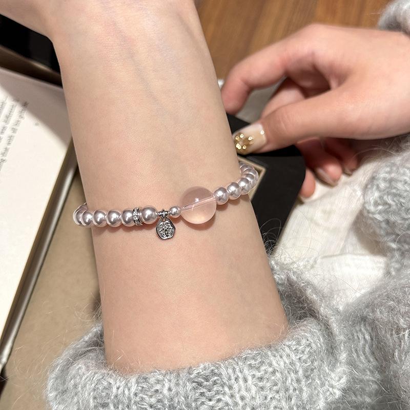 

Французский жемчуг розовый кристалл циркона подвеска-благословение браслет легкая роскошь нишевая мода универсальные высококачественные ювелирные изделия женщины