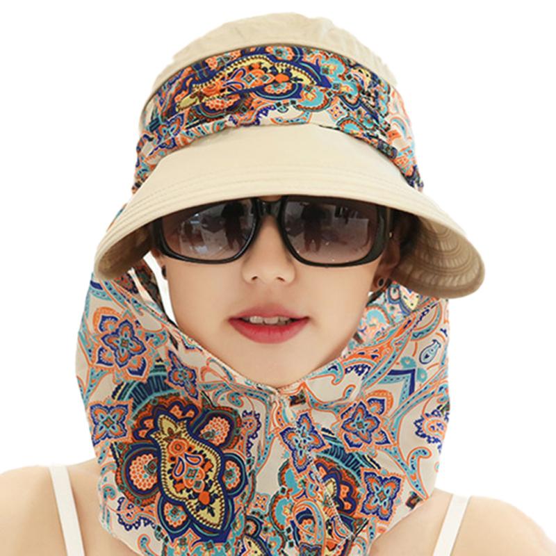Women Sun Hat Face Neck Protection Cap Breathable Foldable Detachable Hat For Lady Girl