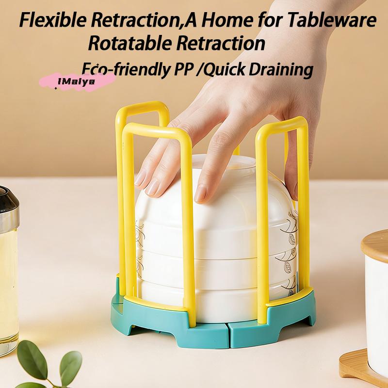 M-Portable Retractable Bowl Holder Drain Removable Cabinet Dishes Storage Rack Water Cup Kitchen Organizer