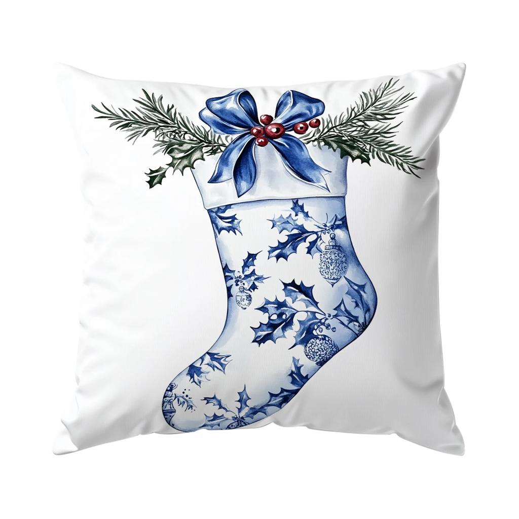Porcelain Christmas Style Pillowcase Printed Polyester 45x45cm Throw Pillowcover Decorative Sofa Cushion Pillowslip Home Decor