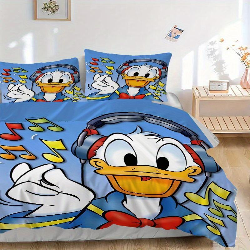 3pcs Donald Duck Music Notes Headphones Printed Quilt Set Soft and Comfortable Quilt Cover for Bedroom, Guest Room Bedding Set S036