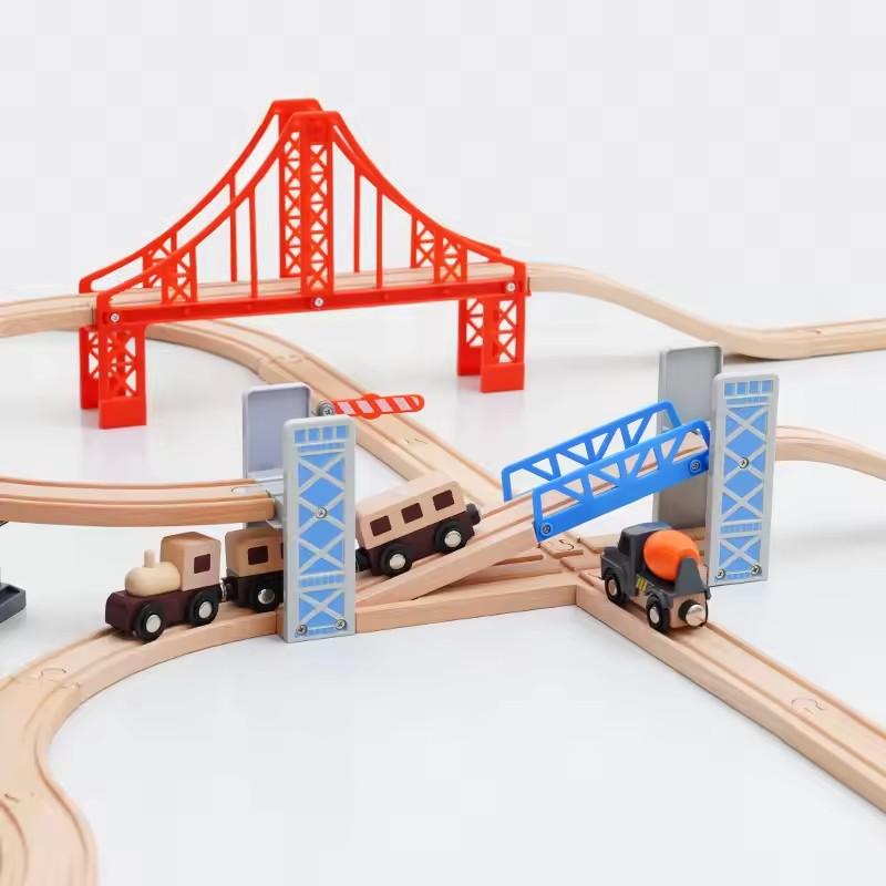 New Kinds of Wooden Tracks Accessories Beech Wood Railway Train Track Bridge Tunnel Station Fit for Wood Tracks Toys for Kids