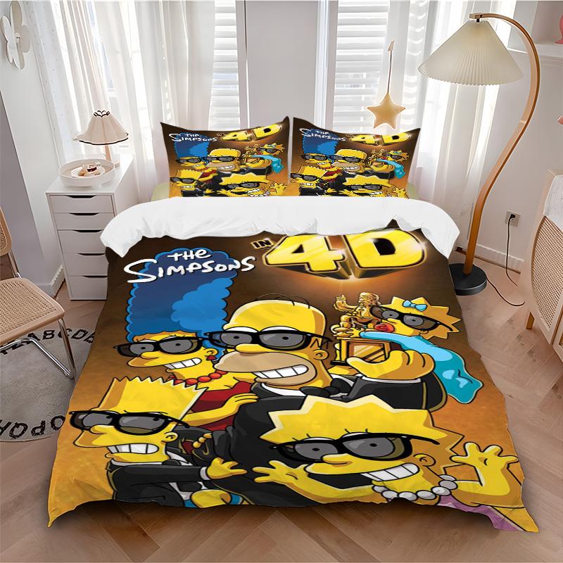 Simpsons 4D Experience Print 3Pcs Bedding Setduvet Cover With 2 Bedropillowcase Home Birthday Gift