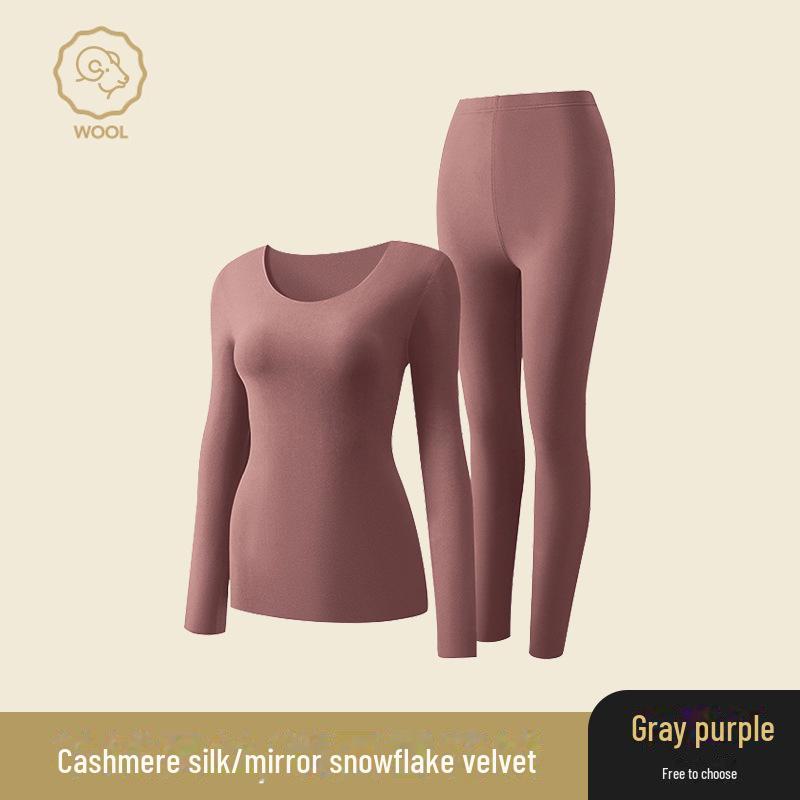 

Women s and Men s Cashmere Silk Thermal Underwear Set - Round Neck, Seamless, Autumn/Winter Warmth M