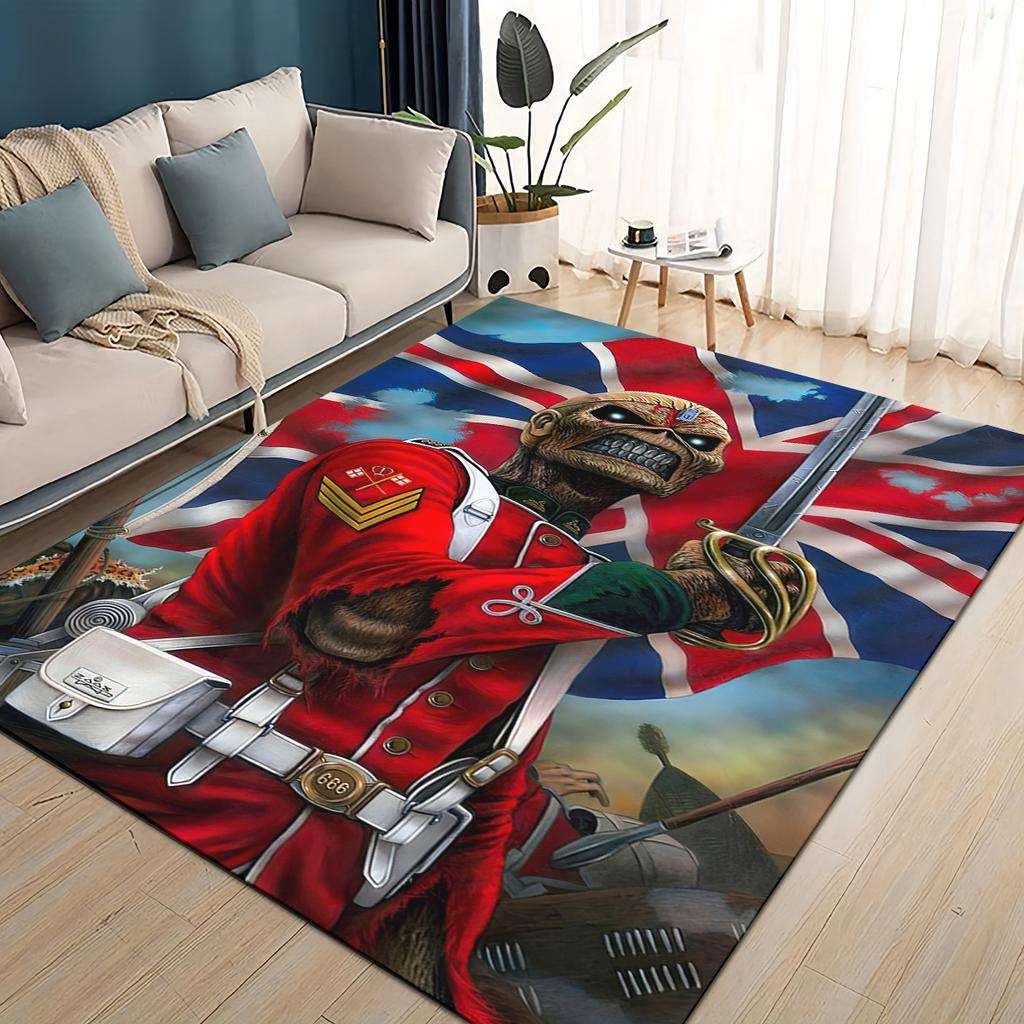 3D I-RON M-Maidens Meital Band Carpet Rug for Living Room Bedroom Home Sofa Decoration,Kids Play Non-slip Floor Mat