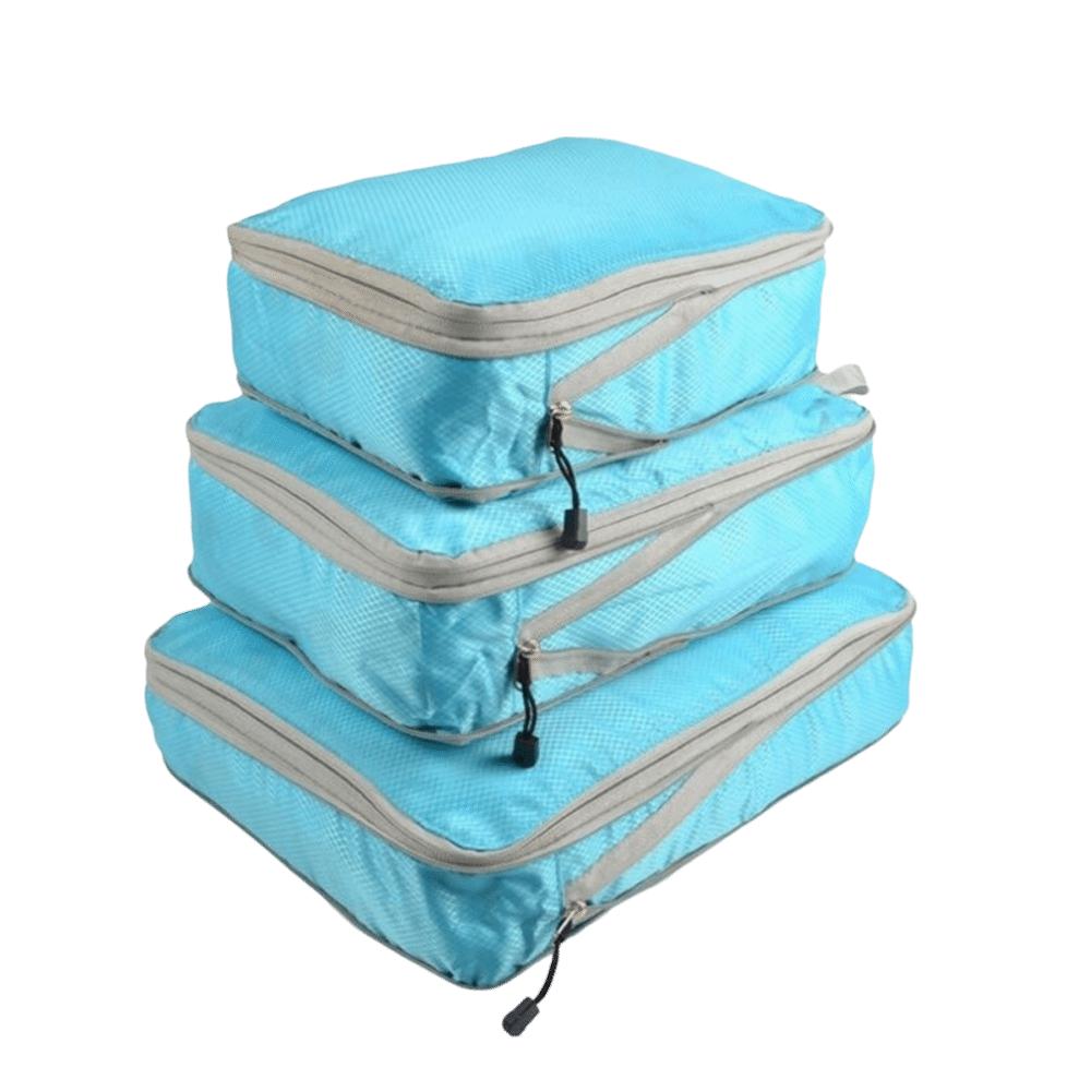 Waterproof Travel Storage Bags Space-Saving Clothes Organizer Luggage Organizer Cubes  Camping Blue