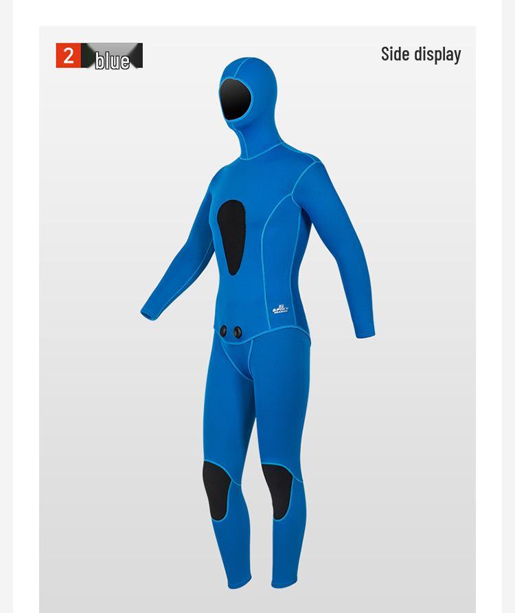 3mm Two-Piece Wetsuit with Hood for Warmth In Hunting, Snorkeling, Freediving, Surfing, and Ice Sports.