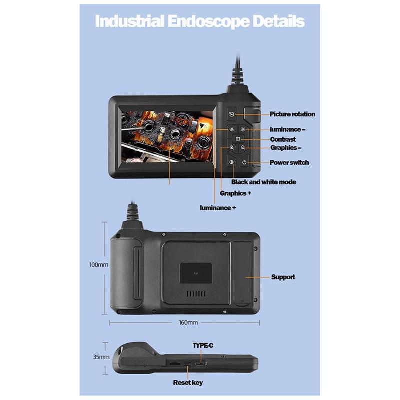 A96I-Industrial Pipeline Endoscope With Light 4.3-Inch LCD HD Digital Camera Handheld Waterproof Sewer Inspection Camera