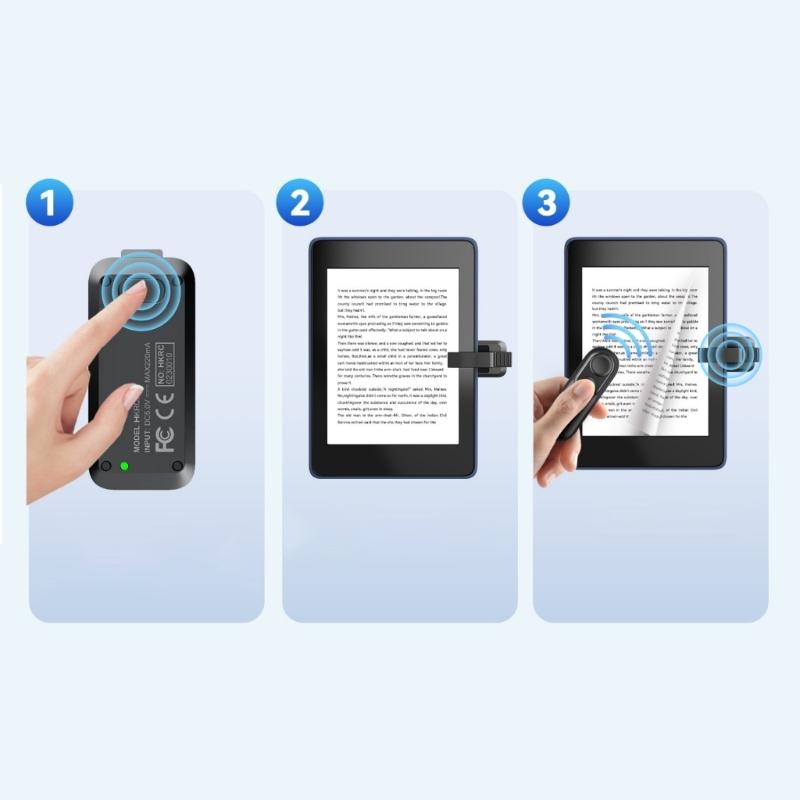 Ergonomic White Page Turning Remote Control Suitable for E Readers Tablets Enhances Reading Comfort Easy Page Navigation