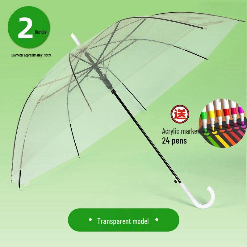 Прозрачный зонт с длинной ручкой для студентов - Одноразовый детский рекламный зонт с прямой ручкой