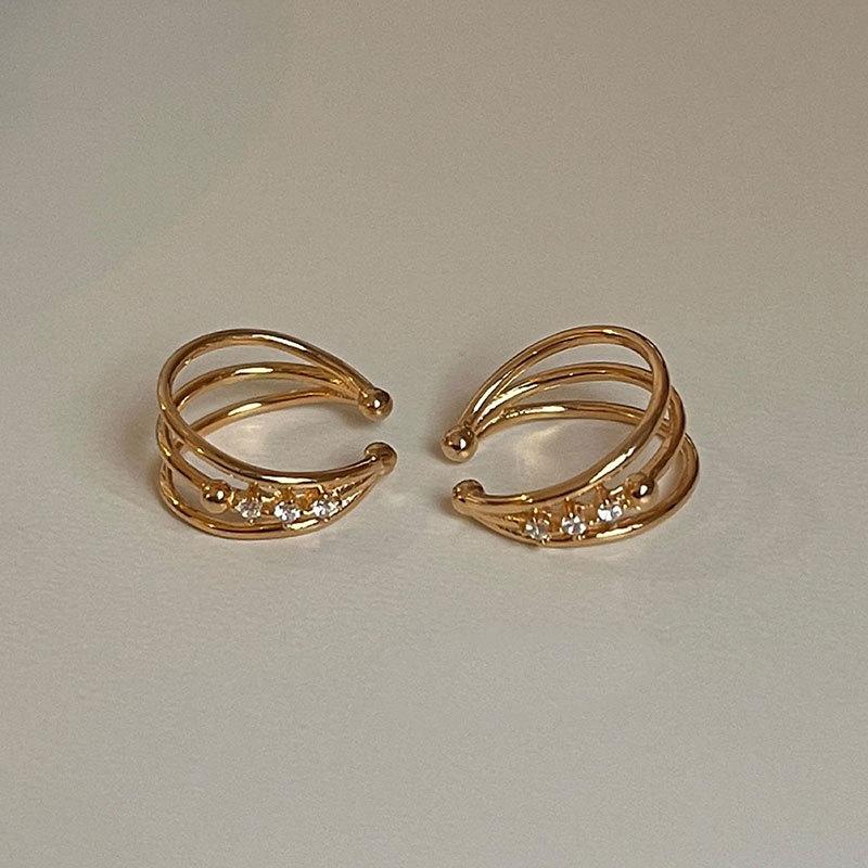 

Трехслойная клипса для ушей с инкрустацией из циркония и бриллиантами Изысканная клипса для ушей Pure Wind