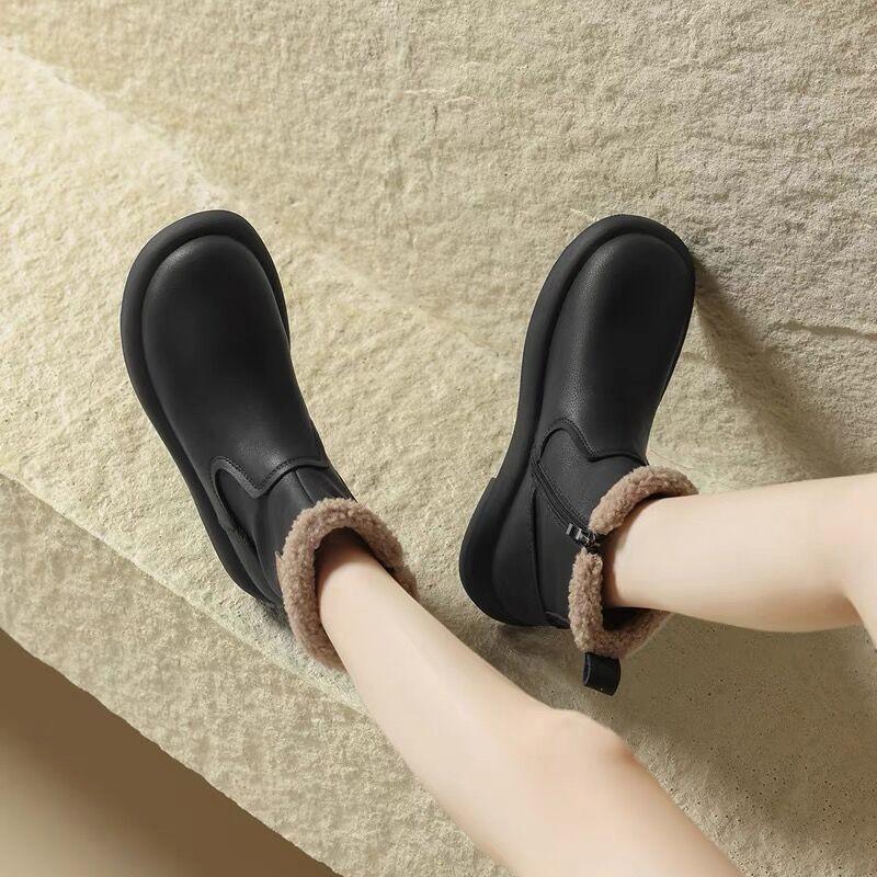 Thick-soled heightening fluffy plush warm short boots women's autumn and winter new ugly cute fashionable versatile snow boots