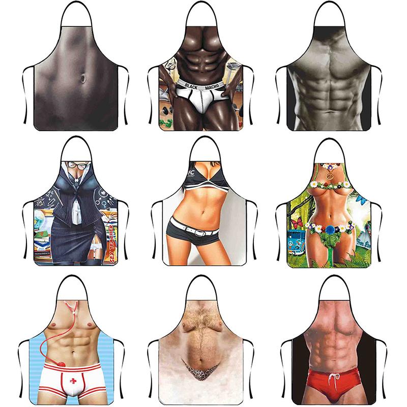Muscle Man Sexy Woman Funny Kitchen Aprons For Woman Home Decoration Gifts