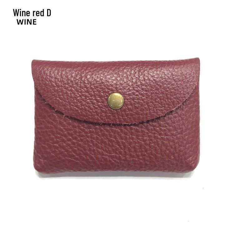 Top Grain Leather Snap Closure Coin Purse & ID Holder, Mini Lychee Pattern Card Holder for Men & Women