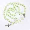 Glow-in-the-Dark Rose Bead Cross Necklace with Alloy Pendant