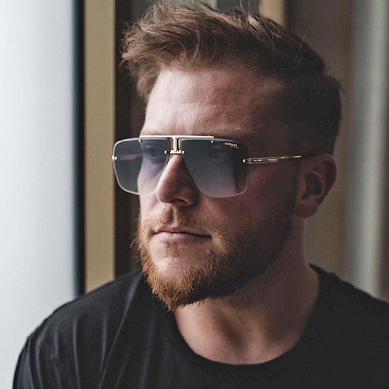 Fashion Frameless Cool Men Driving Glasses Goggle Summer Gradient Sunglasses Vintage Pilot Sun Glasses Punk
