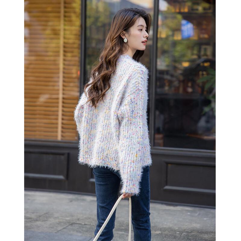 

ITISF4 Women s Leisure Round Neck Knitted Sweater One Size
