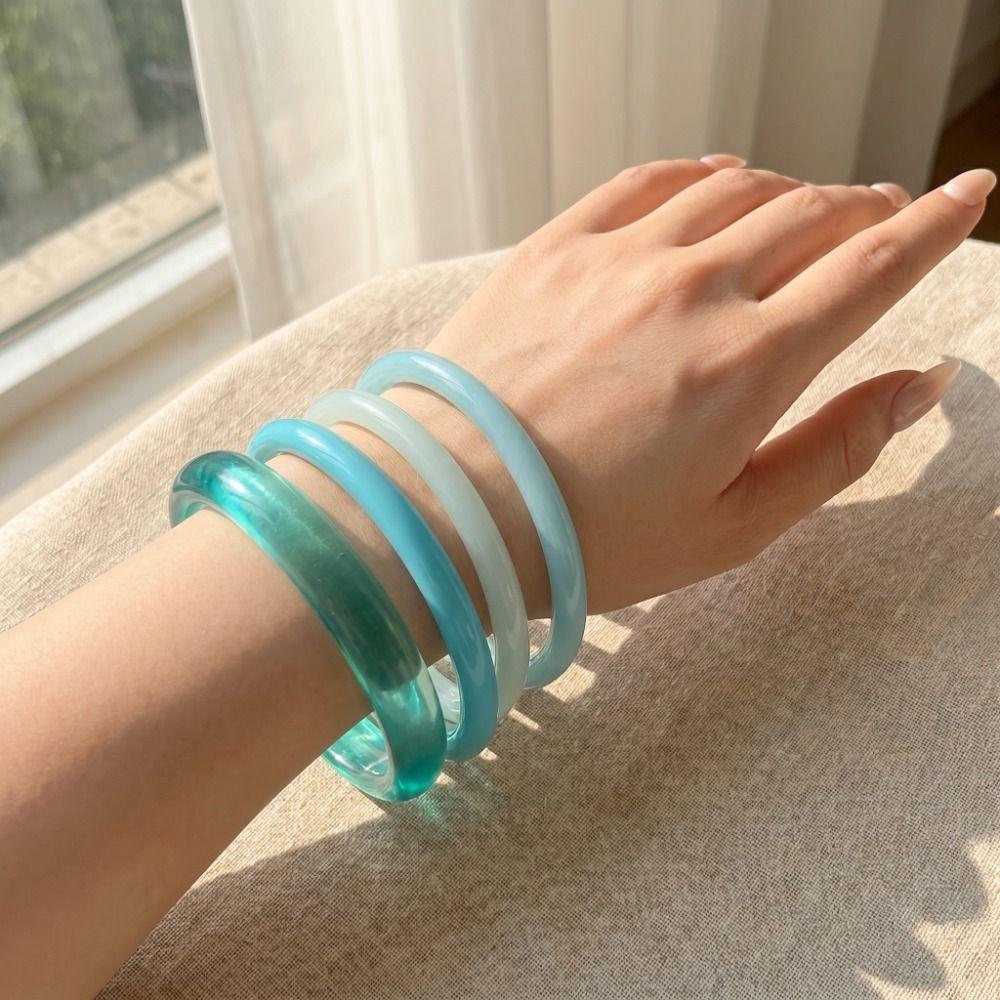 Mode 4 Stück/Set Acryl Armbänder Set Armband Stapelbar Boho Armbänder Bohemia Koreanische Geometrische Armbänder Mädchen