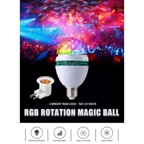 Portable Mirror Ball Stage Light, Auto-Rotating LED Disco Ball Light, Multicolor Stage Lighting, 3W RGB, 3 Color Changes, Stage Effect, Disco, Party,