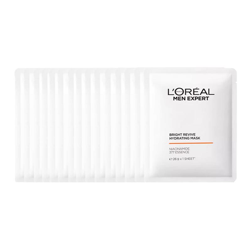 Loreal Paris Men s Mask, Brightening Acne Marks, Lightening Spots, Moisturizing, , Nourishing, LOreal Mens Whitening Hydrating Mask-26g15 pieces