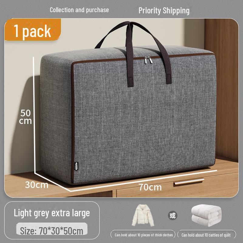 

Прочная водонепроницаемая сумка для хранения одеял из ткани Оксфорд - большой органайзер для багажа и общежития Medium 50*35*20cm светло-серый