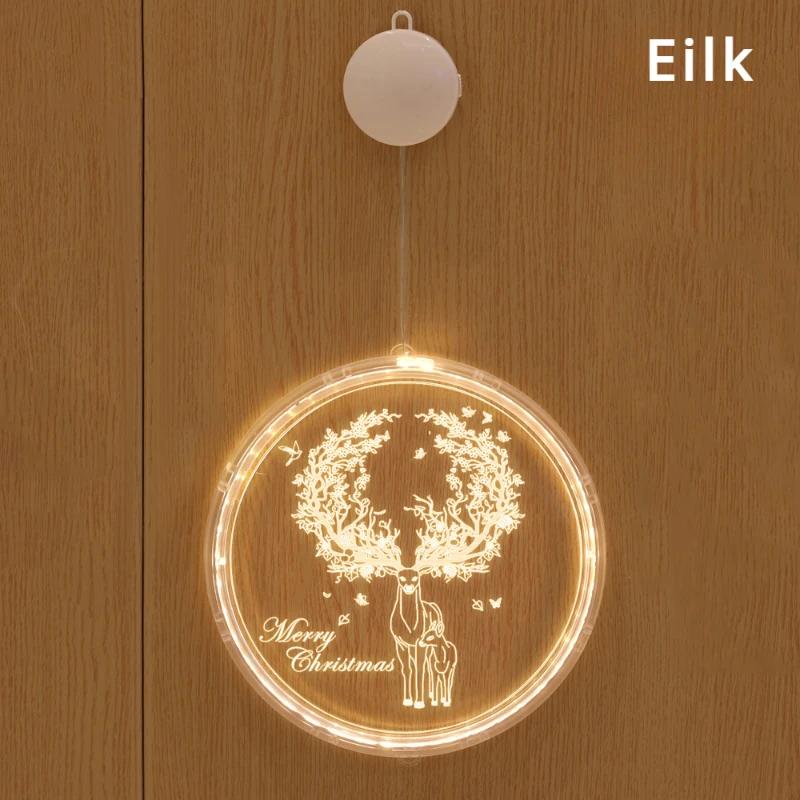 16cm 3d Led Suction Cup Light Santa Snowman Christmas Light Led String Christmas Tree Ambient Light Window Decoration