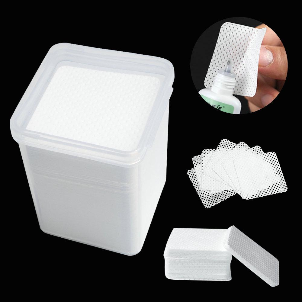 200pcs Eyelash Glue Remover Cotton Wipes Nail Cleaner Lint-Free Paper Pads Eyelash Cleaning Tools