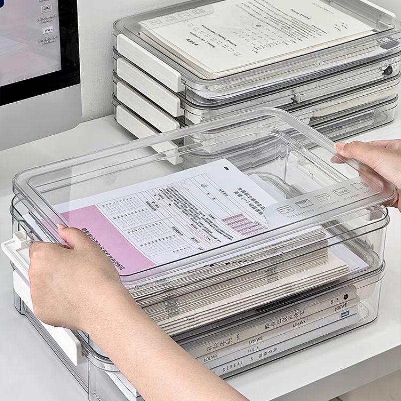 Dokumentenaufbewahrungsbox, Schreibtischdokumente, A4-Daten-Sortierbox, Haushaltsregisterbuch, Aktenordner, Staubdicht und Feuchtigkeitsbeständig