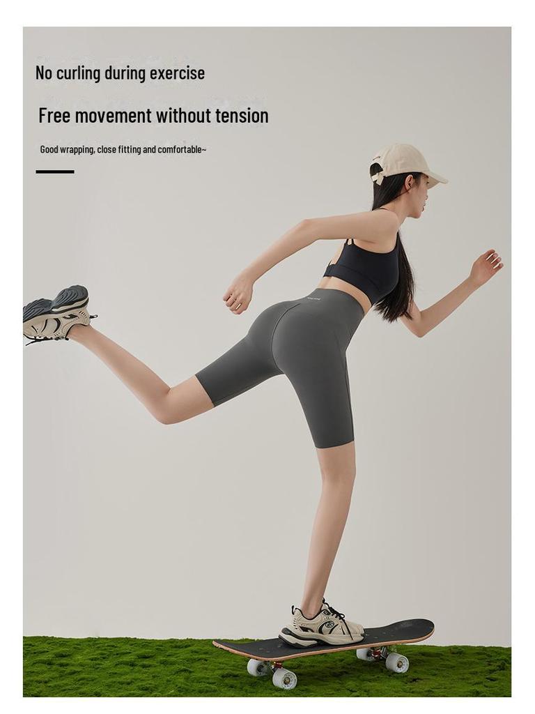 Lulu Women's High Waist Shark Yoga Shorts - Thin, Summer Sports Cycling Pants