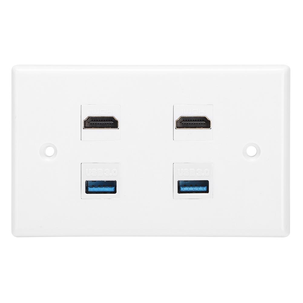 2 HDMI Female To Female Buckle 2USB Buckle Wall Plate Panel for Home Hotel