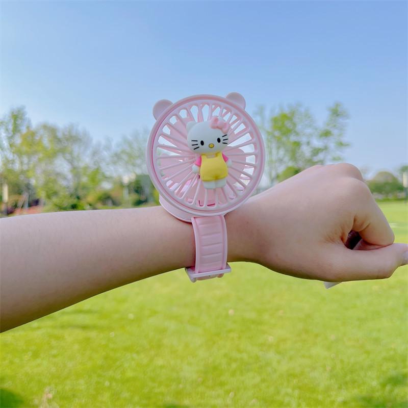 Sanrio Portable Cartoon Watch Fan: Rechargeable Handheld Mini Electric Fan Gift for Girls
