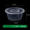 Jinwuyuan Disposable Round Plastic Takeout Containers with Lids, 1250ml