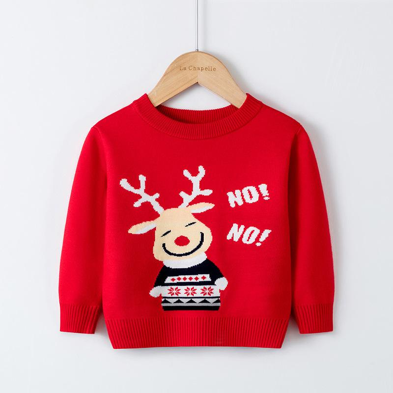 New Christmas Reindeer Sweaters for Children, Autumn and Winter Knitted Sweaters for Boys, Girls and Babies