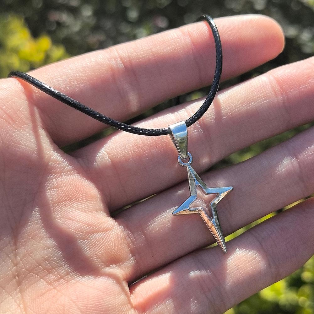 Y2K punk star moon sun metal pendant necklace, unisex, hip-hop personality trend pendant, simple wax rope necklace, jewelry