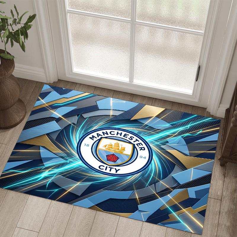 Manchester City Design Crystal Velvet Carpet Cozy Non?Slip Printed Rug For Bedroom Living Room Entrance