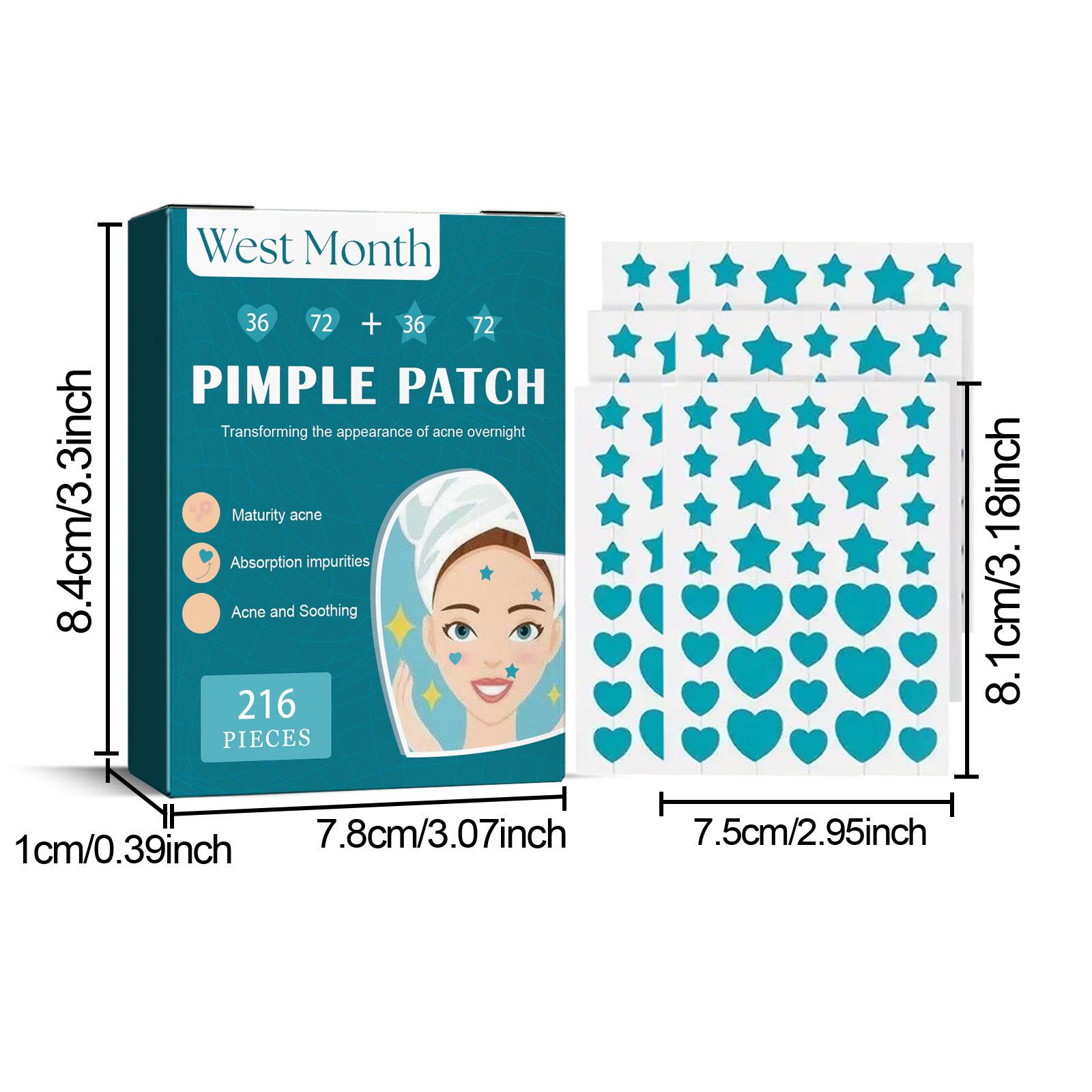 216 Patches Hydrocolloid Acne Pimple Patch Invisible Breathable Waterproof Acne-Covering Concealer Patch