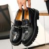 Large size British style business low leisure thick-soled metal buckle foot cover lazy shoes