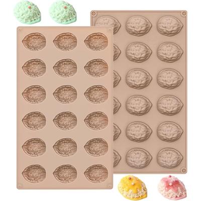 New 18-Cavity Walnut Silicone Molds Nonstick Heat-Resistant 3D Walnut Cookie Molds Reusable DIY Baking Cake Mold Ice Cube