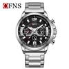 OFNS Top Men's Sport Watch: Waterproof Silicone Strap, Three Sub-dials, Stainless Steel, Business Quartz.
