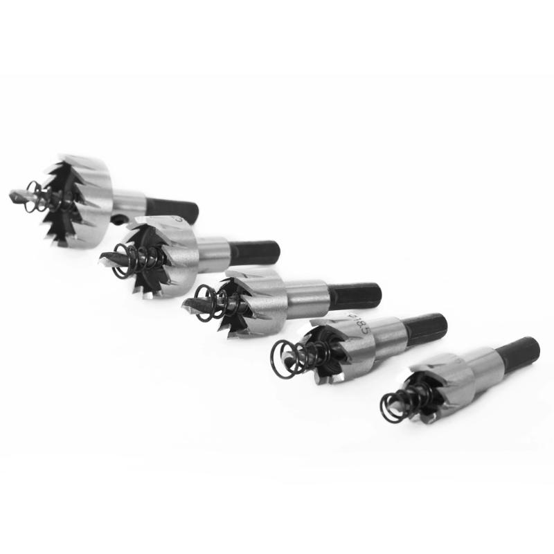 High Speed Steel 5 Piece Hole Saw Set with HSS Drill Bits for Professional Woodworking and Metalwork