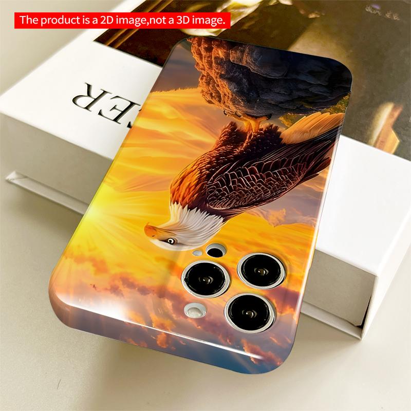 2DFlat Bald Eagle at Sunset Perched on Rock All inclusive film hard iPhone case, compatible with iPhone 18 Pro Max 17 16 15 14 13 12 11