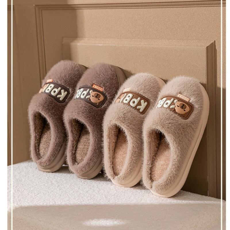 Cartoon New Cotton Slippers for Men and Women Fashion Thick-soled Plus Velvet To Keep Warm Autumn and Winter Cotton Slippers
