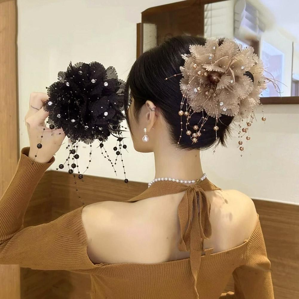 Bead Fringe Hairpin Lady Style Big Headgear New Hair Clip Shark 2024 Women Shower R5B7