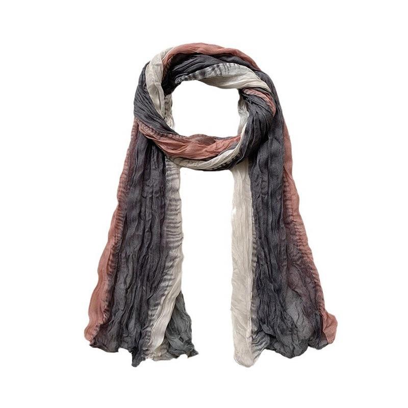 Scarf Women's Winter High-end Sense New Warm and Cold-proof Scarf Versatile Solid Color Crumpled Scarf Shawl