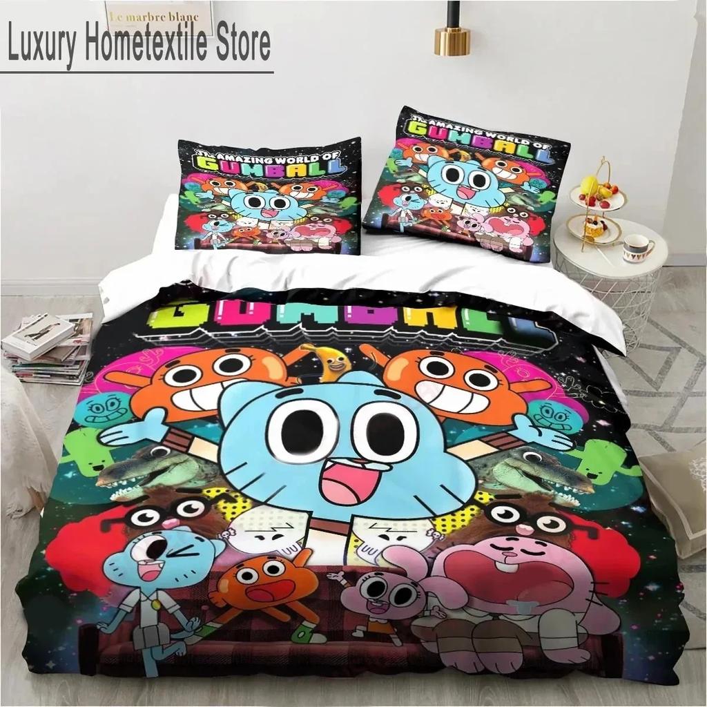 Cartoon The Amazing World Bedding Set Gumball Boys Girls Twin Queen King Size Duvet Cover Pillowcase Bed boys Adult