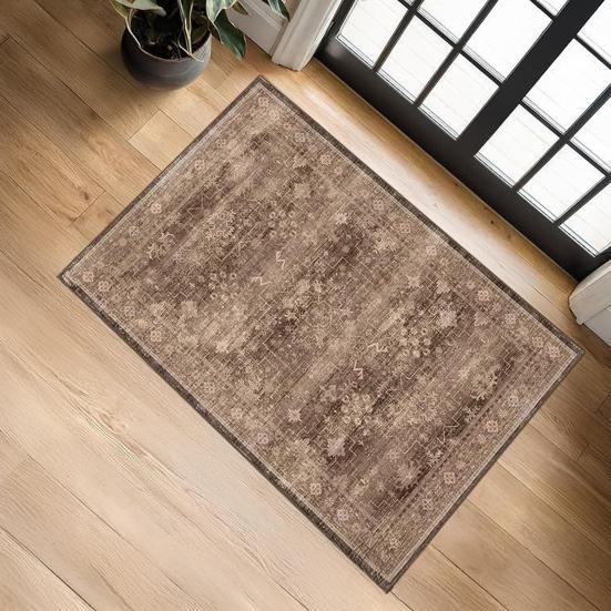 Retro Entrance Rug Ethnic Style Doormat Farmhouse Non-Slip Floor Mat Absorbent Living Room Rug for Entryway Kitchen Bathroom