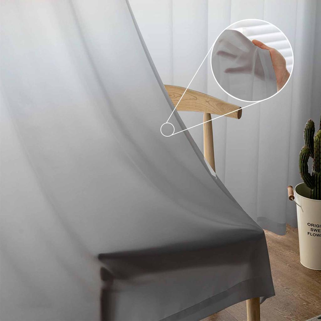 Orange Gray Gradient Abstract Sheer Curtains for Kids Bedroom Living Room Voile Window Curtains Tulle Drapes