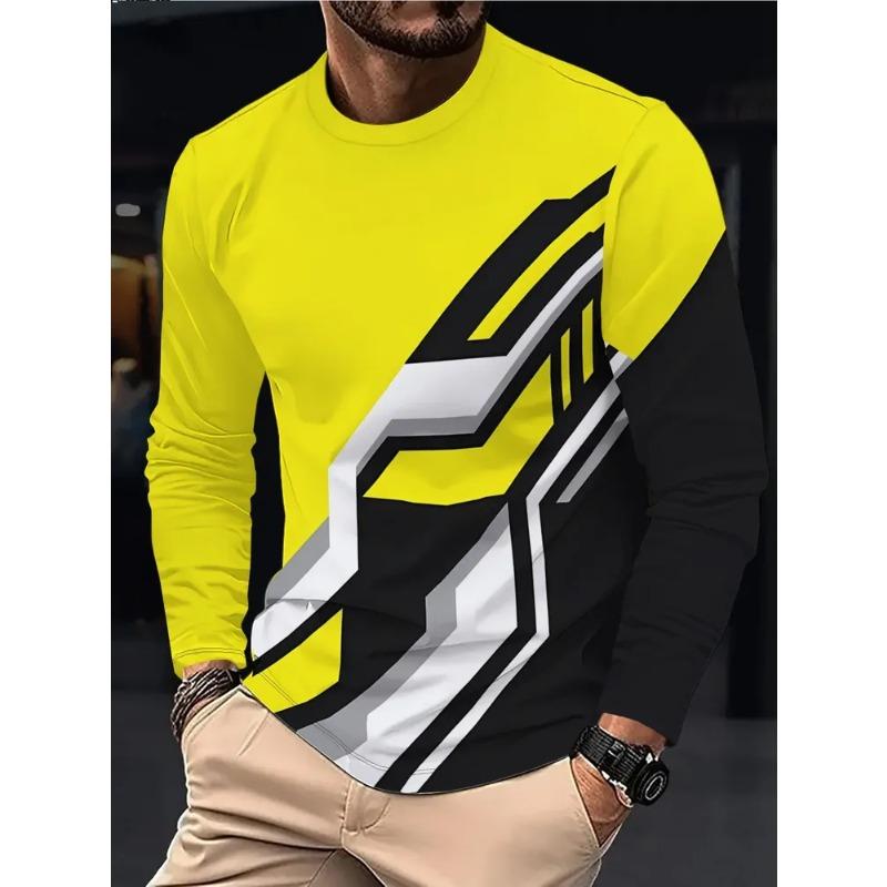Autumn Men's 3D Printed Crew Neck Long Sleeve T-Shirt